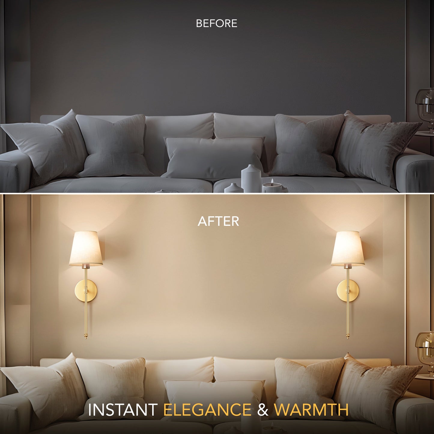 Cali - Wireless Wall Sconces Set of 2 with Rechargeable Battery and Easy Installation