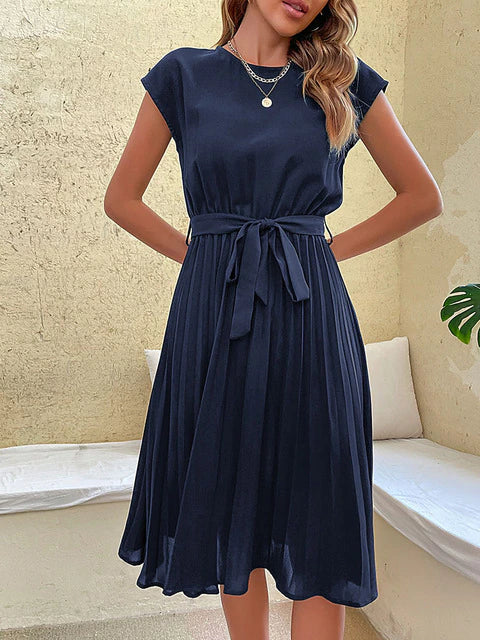 Cecilia - Trendy Short-Sleeved Pleated Mini Dress for Summer Events