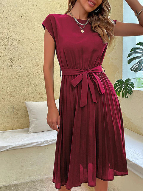 Cecilia - Trendy Short-Sleeved Pleated Mini Dress for Summer Events