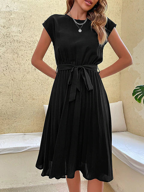 Cecilia - Trendy Short-Sleeved Pleated Mini Dress for Summer Events