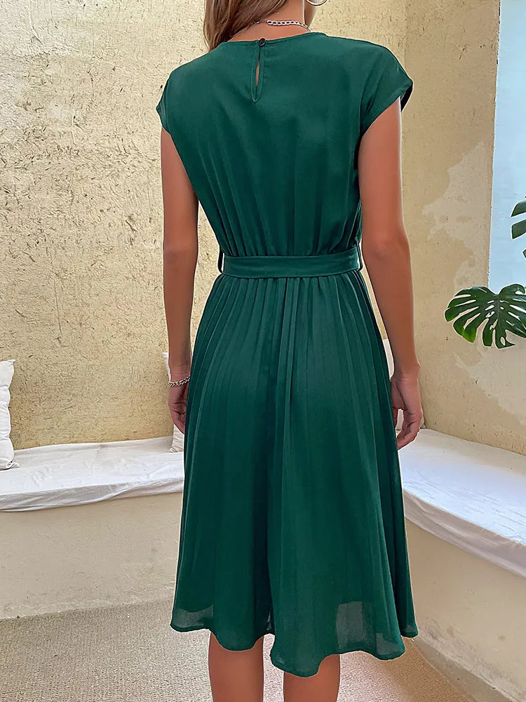 Cecilia - Trendy Short-Sleeved Pleated Mini Dress for Summer Events