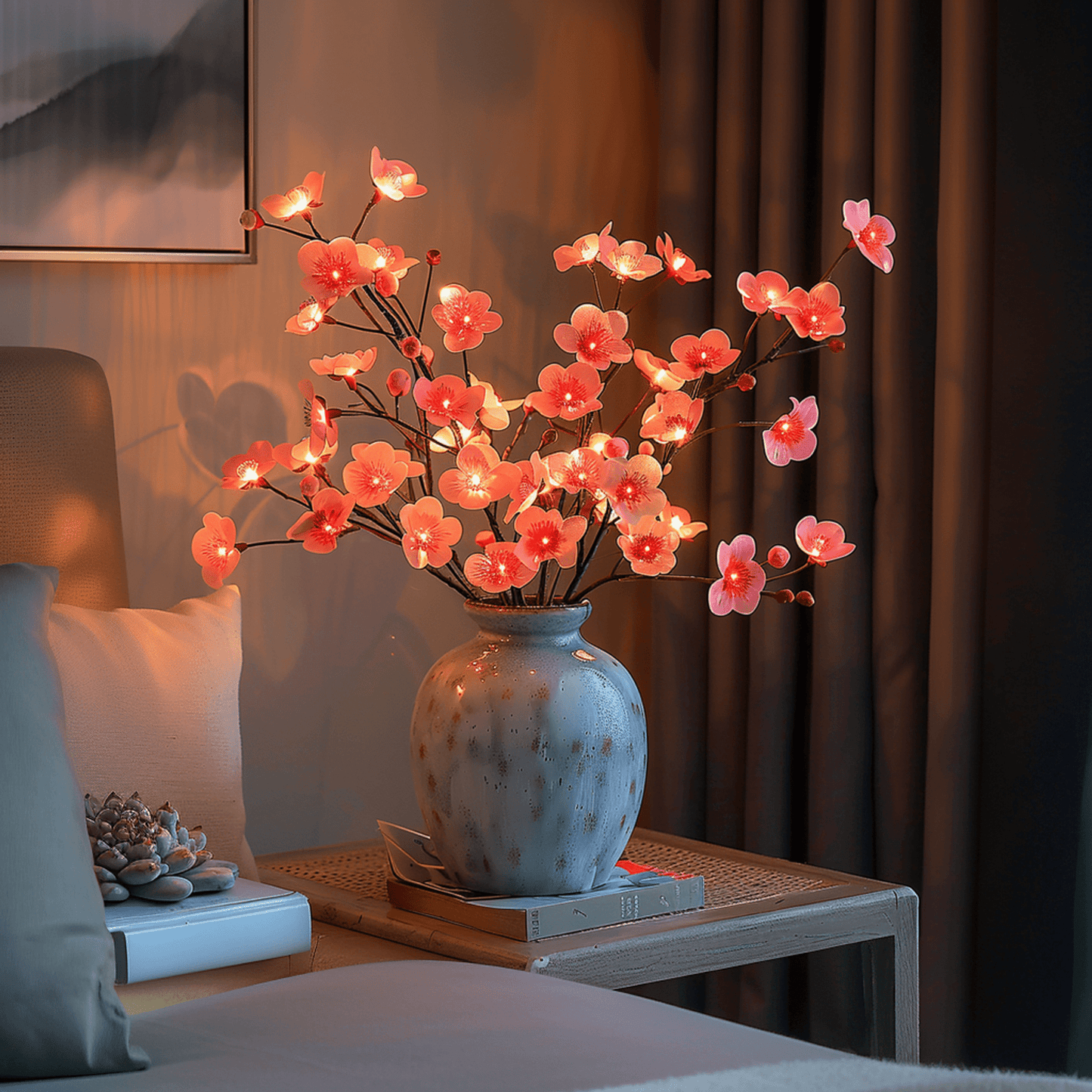 Vioren - Fairy Light Olive Twig Branch for Home Decor With Twinkling