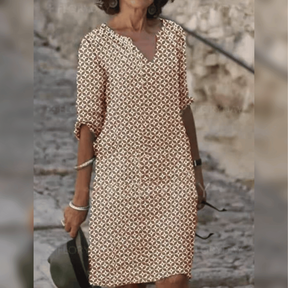 Kalista - Elegant Women's Dress in Trendy Patterns for Warm Seasons