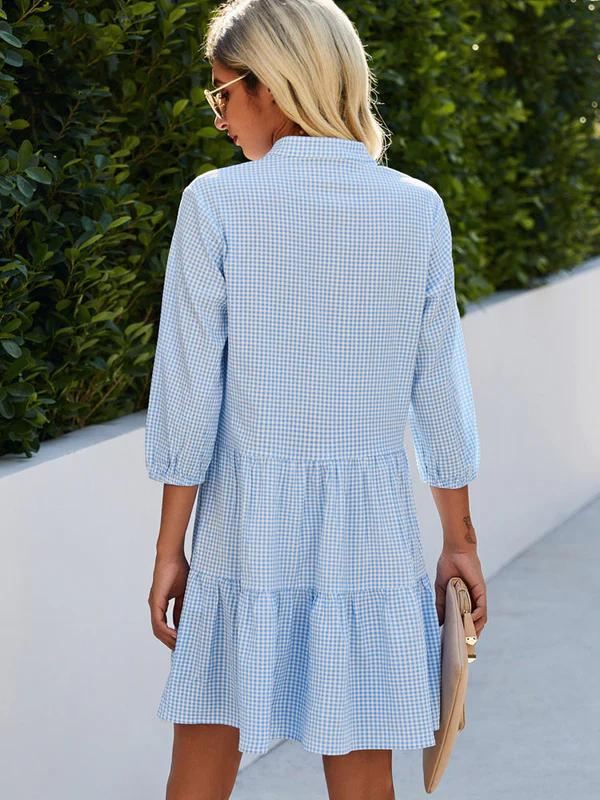 Zipporah - Stylish Women's Checked Dress in Lightweight Cotton