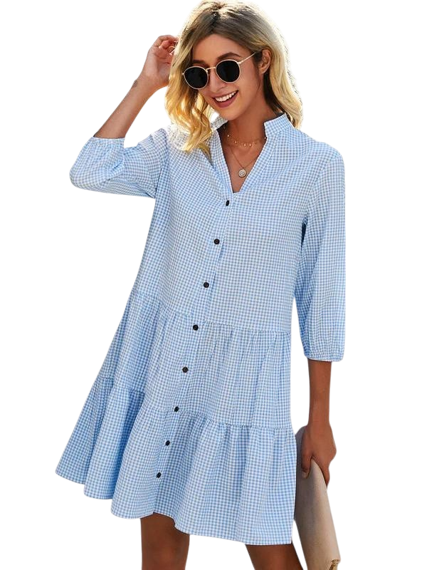 Zipporah - Stylish Women's Checked Dress in Lightweight Cotton