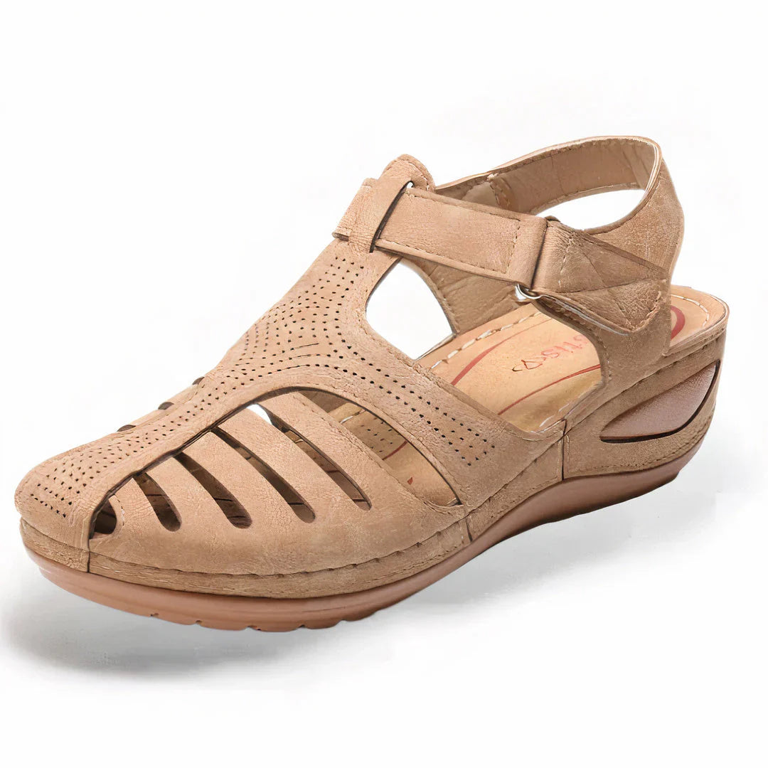 Honoria - Stylish Leather Sandals with Comfortable Wedge Design