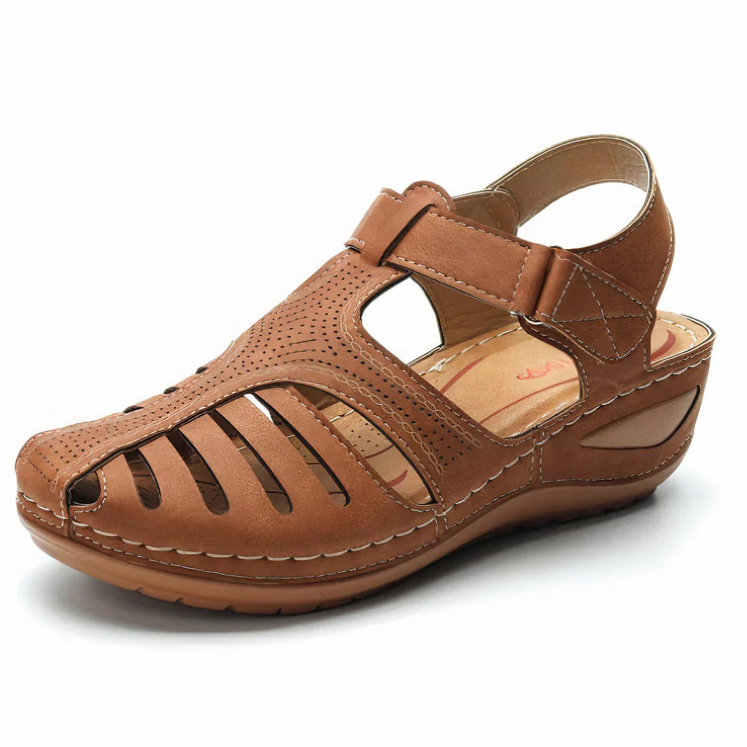 Honoria - Stylish Leather Sandals with Comfortable Wedge Design