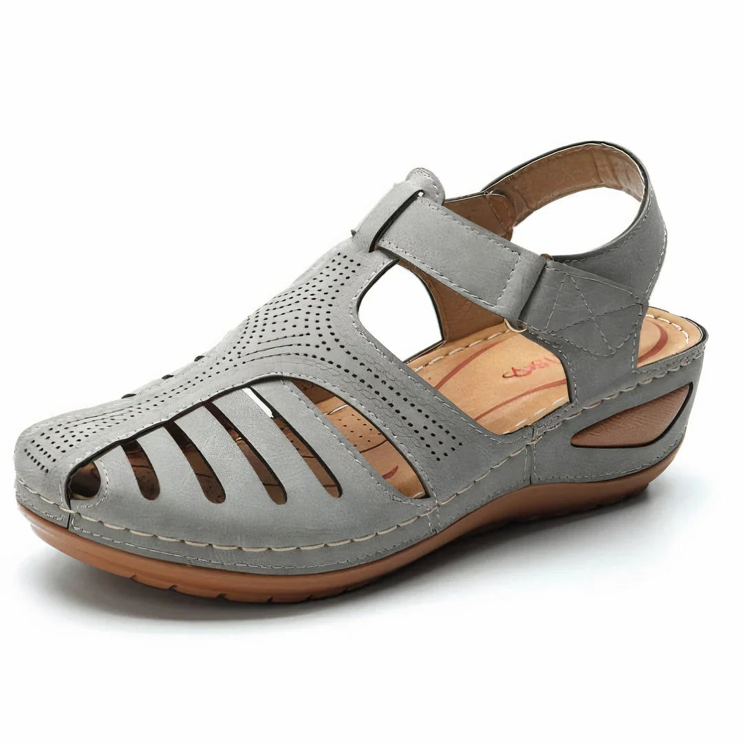 Honoria - Stylish Leather Sandals with Comfortable Wedge Design