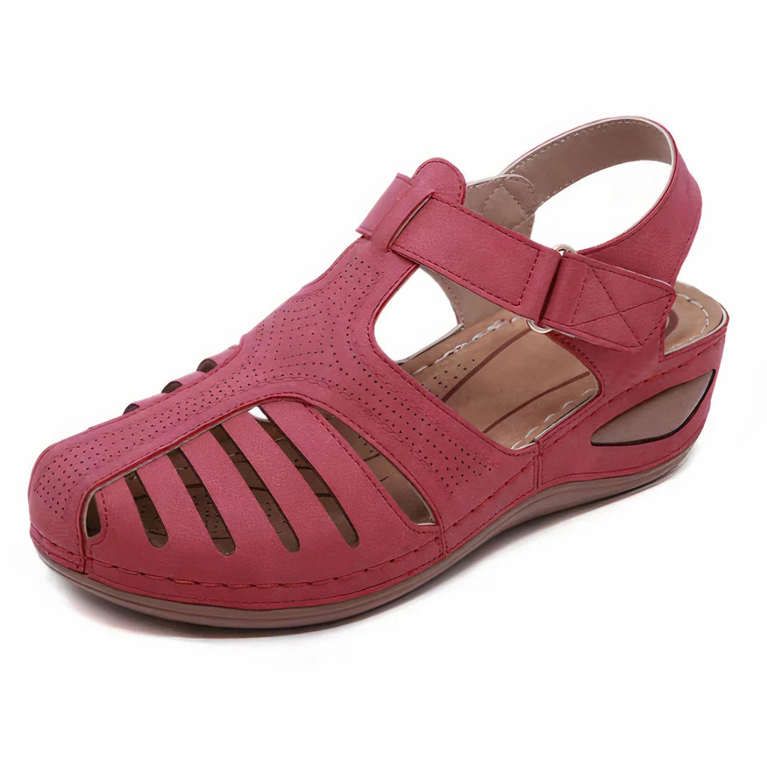 Honoria - Stylish Leather Sandals with Comfortable Wedge Design