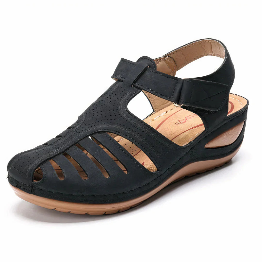 Honoria - Stylish Leather Sandals with Comfortable Wedge Design