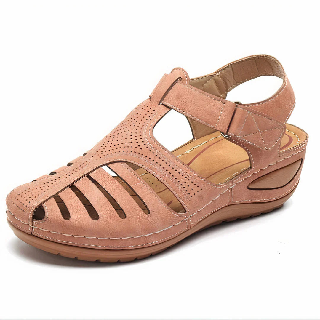Honoria - Stylish Leather Sandals with Comfortable Wedge Design