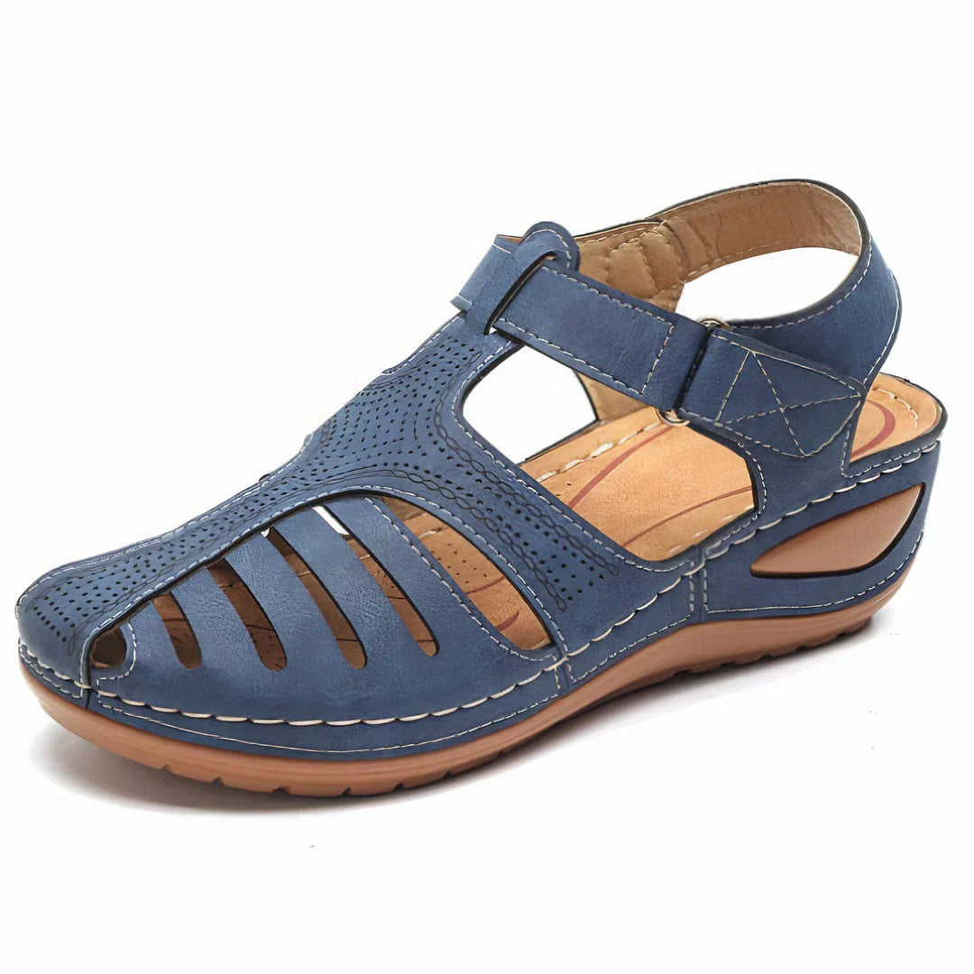 Honoria - Stylish Leather Sandals with Comfortable Wedge Design
