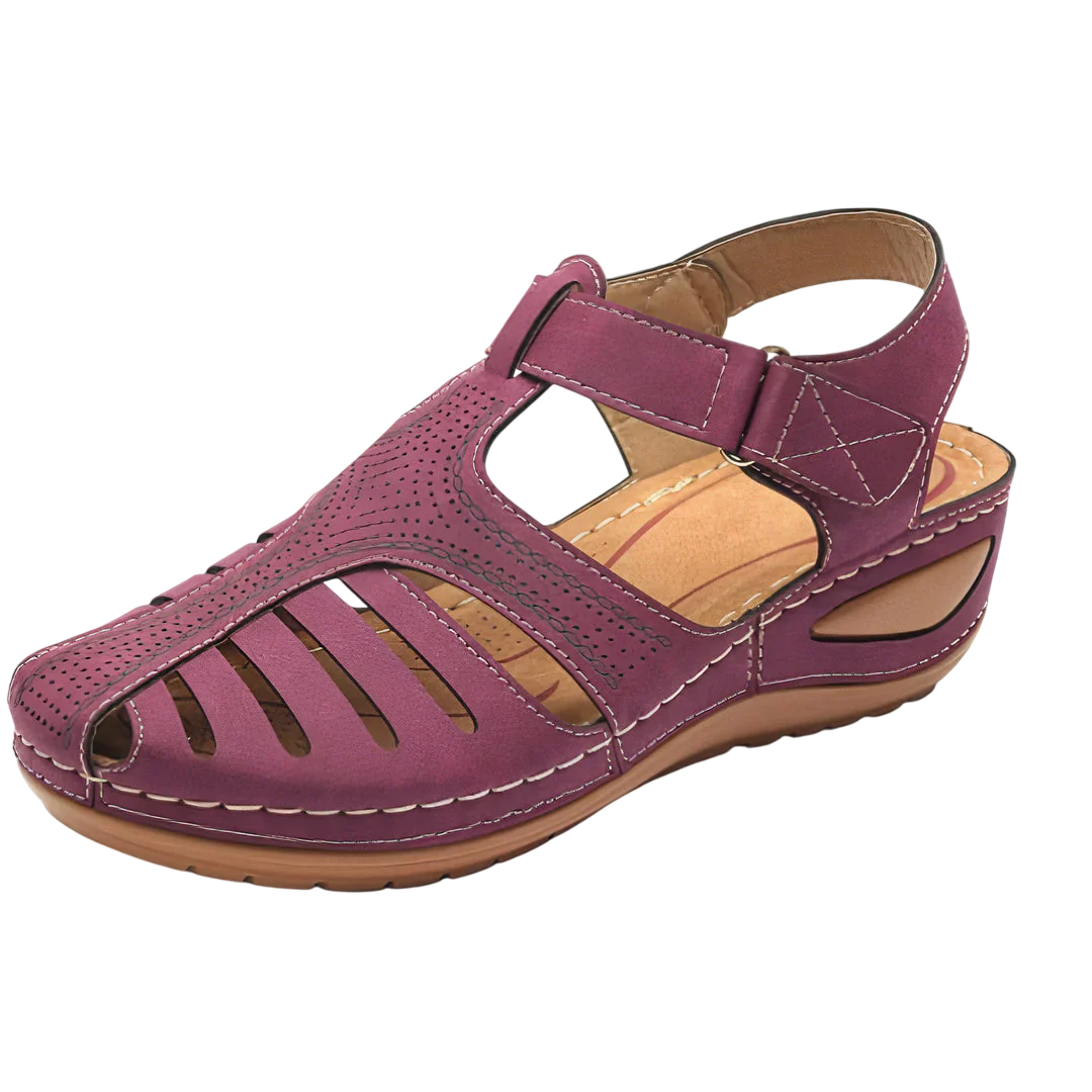 Honoria - Stylish Leather Sandals with Comfortable Wedge Design