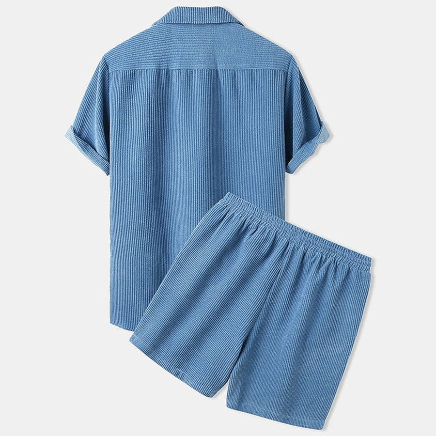 Tadhg - Relaxed Cord Short Sleeve Shirt And Shorts Set
