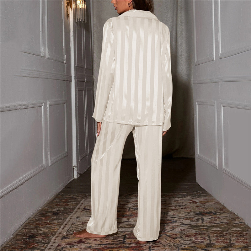 Mamie - Comfortable Loose Striped Pajama Set For Women