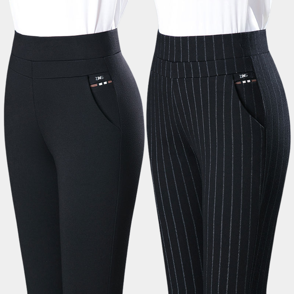 Malin - Stylish High-Waisted Stretch Pants for Women in Black