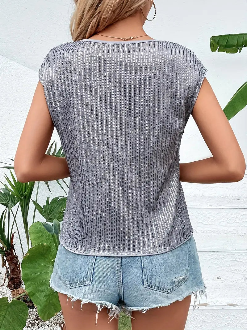 Crystal - Glittery Women's Blouse for Effortless Style and Shine
