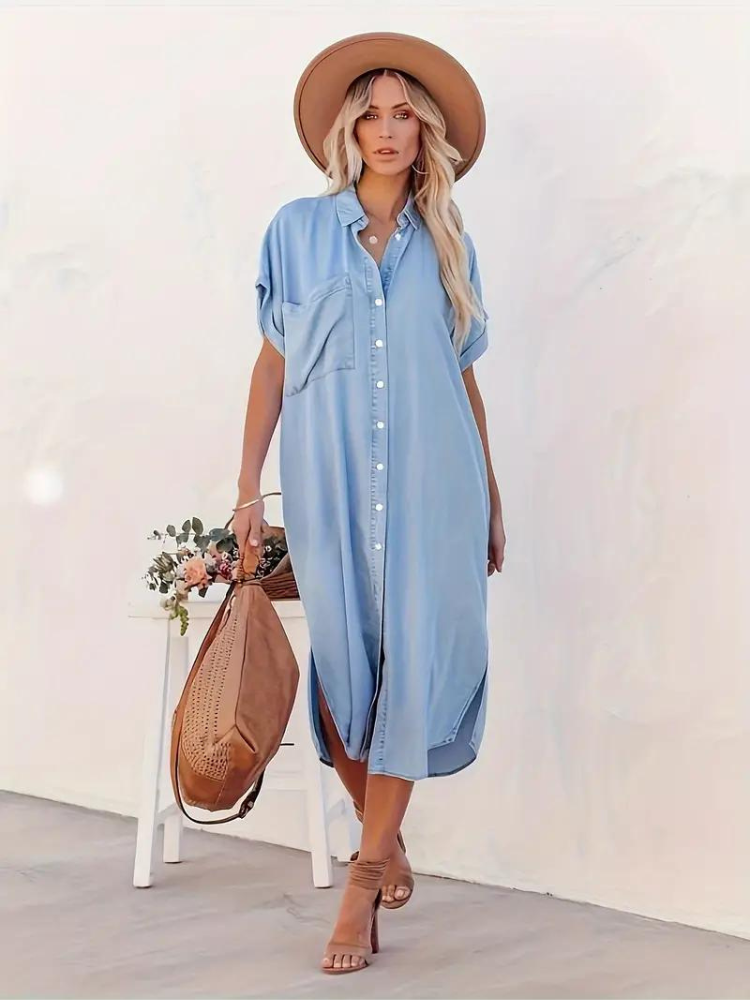 Rosalyn - Casual Women's Loose Dress in Luxurious Cotton