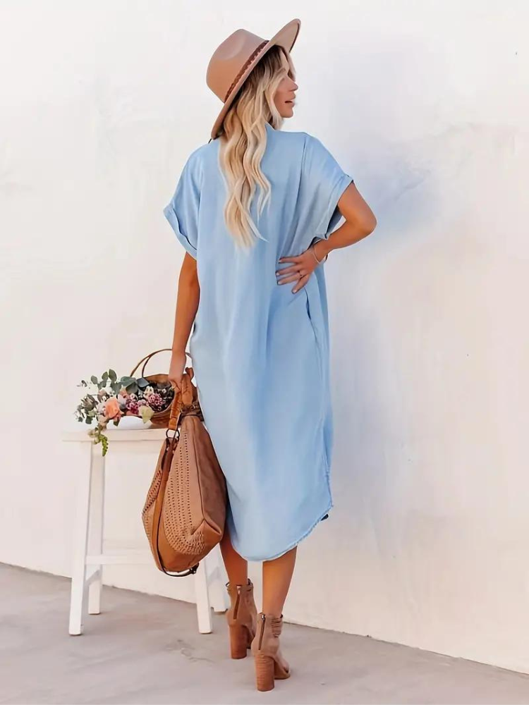 Rosalyn - Casual Women's Loose Dress in Luxurious Cotton