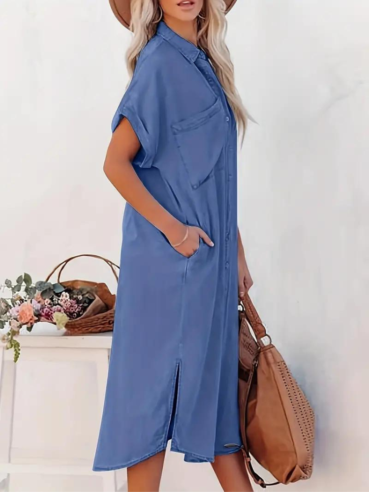 Rosalyn - Casual Women's Loose Dress in Luxurious Cotton