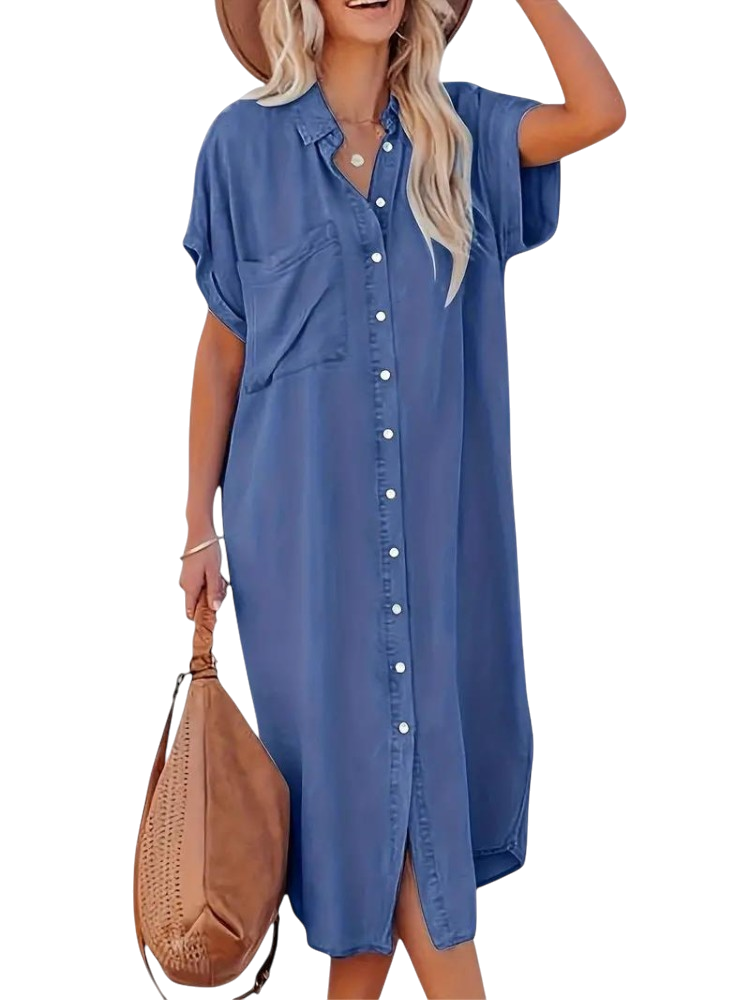 Rosalyn - Casual Women's Loose Dress in Luxurious Cotton