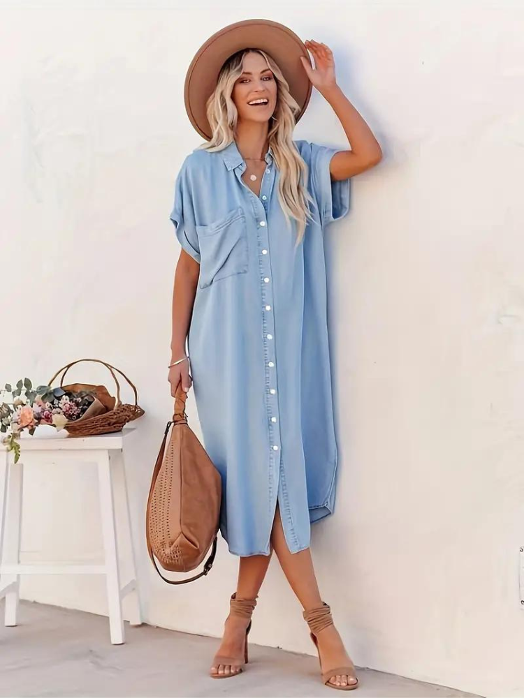 Rosalyn - Casual Women's Loose Dress in Luxurious Cotton