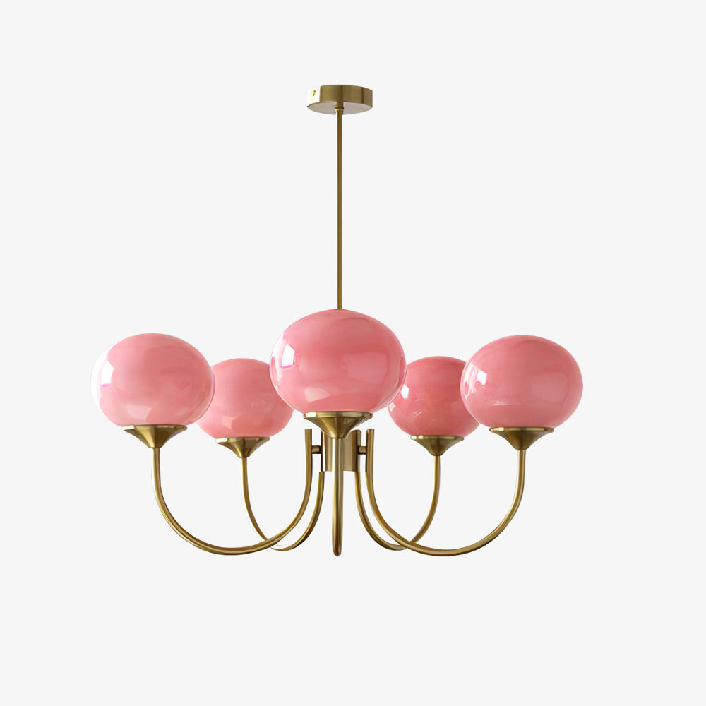 Mysten - AuroraGlow Marshmallow Chandelier Pink Glass Globes