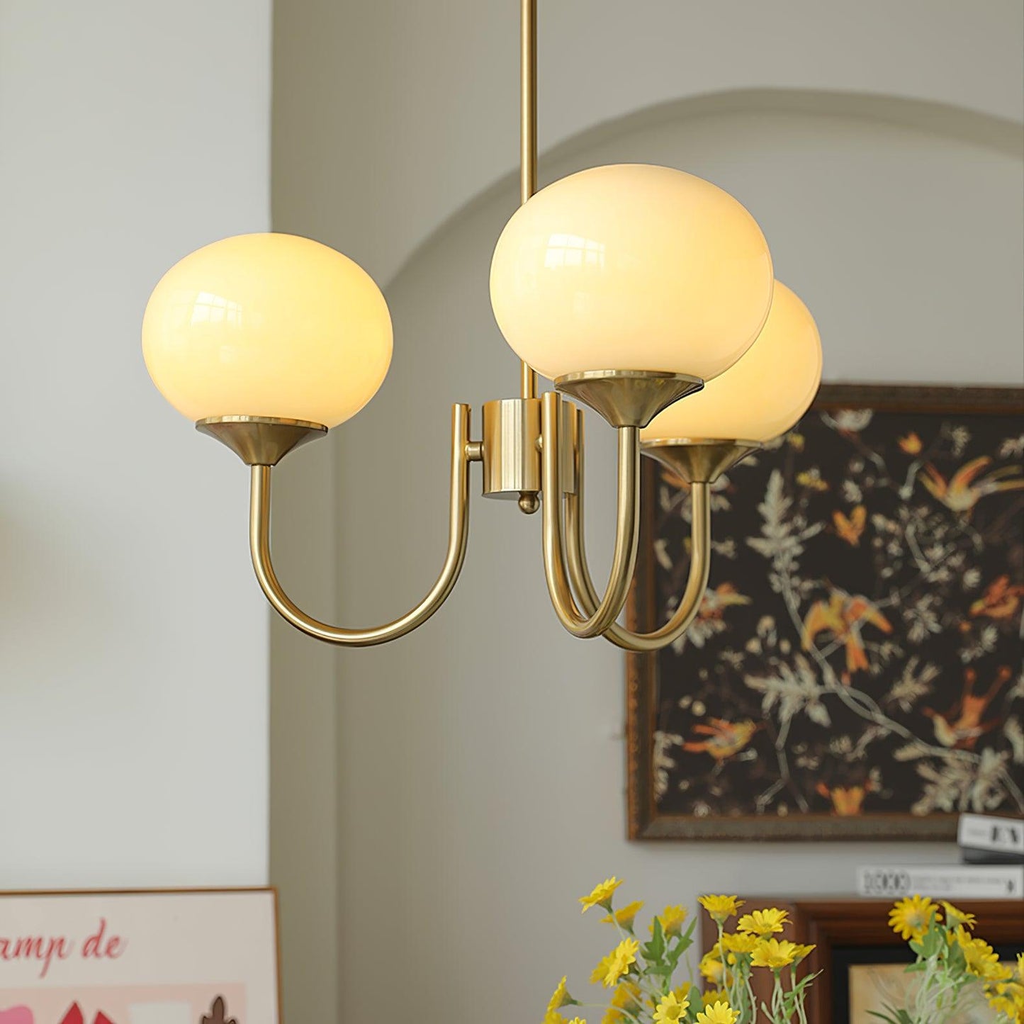 Mysten - AuroraGlow Marshmallow Chandelier Pink Glass Globes