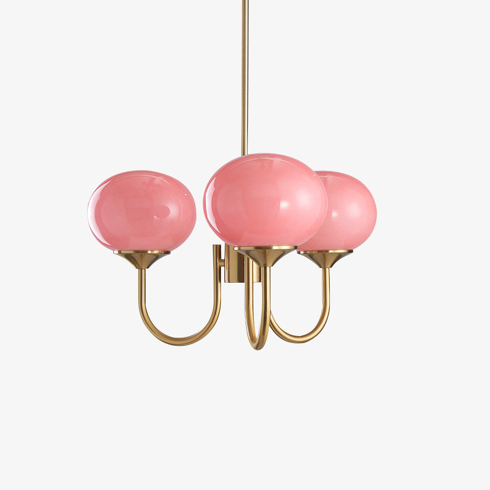Mysten - AuroraGlow Marshmallow Chandelier Pink Glass Globes