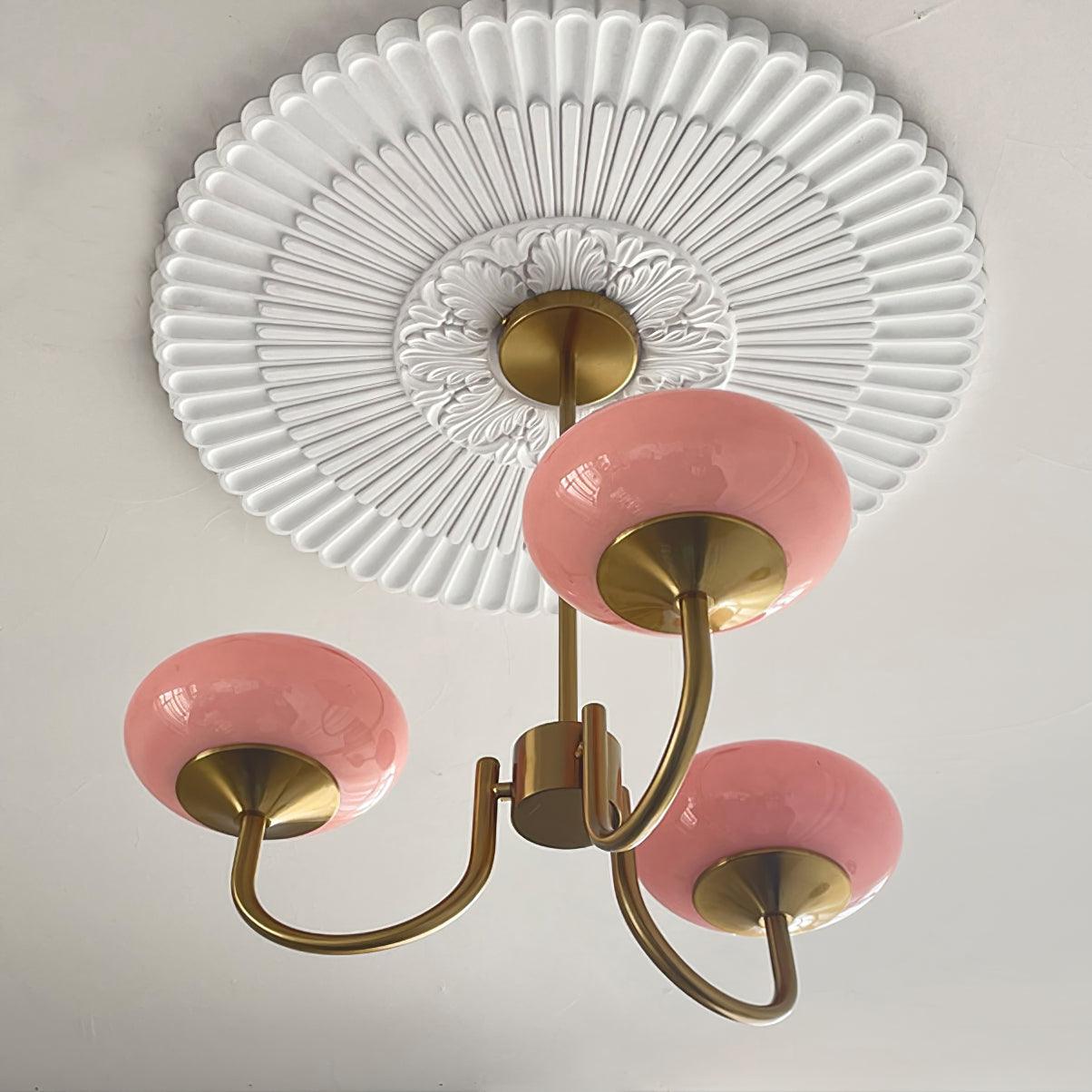 Mysten - AuroraGlow Marshmallow Chandelier Pink Glass Globes