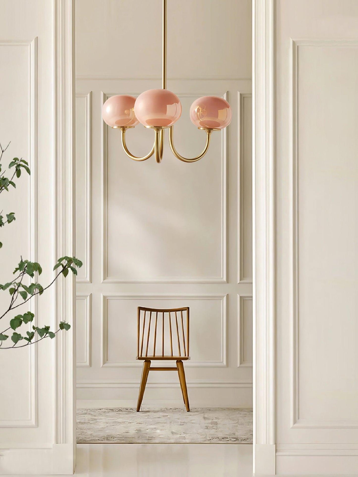 Mysten - AuroraGlow Marshmallow Chandelier Pink Glass Globes