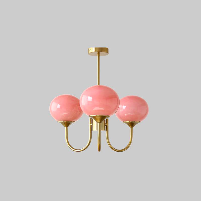 Mysten - AuroraGlow Marshmallow Chandelier Pink Glass Globes