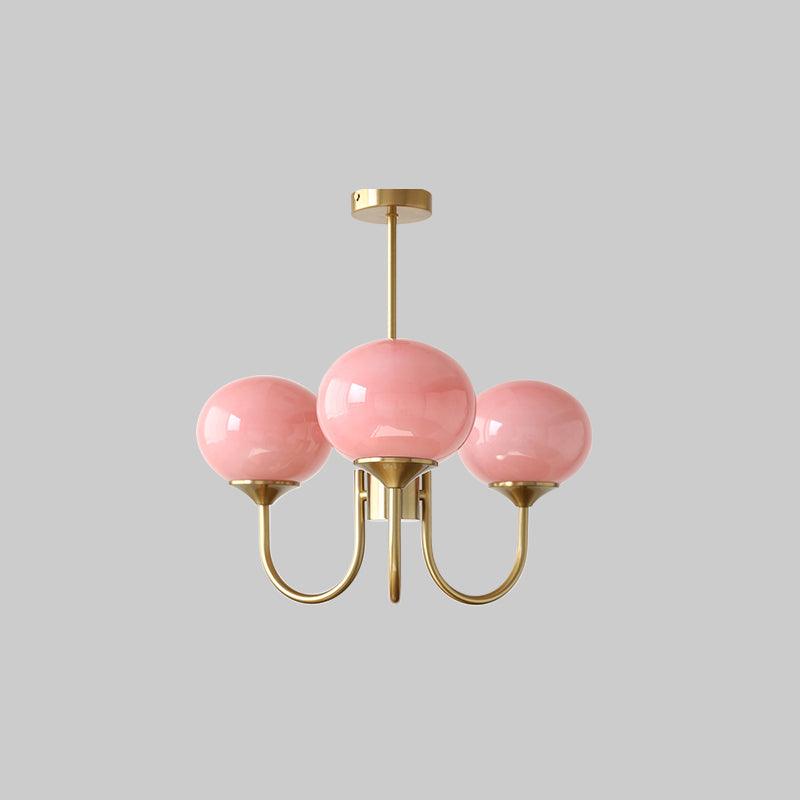 Mysten - AuroraGlow Marshmallow Chandelier Pink Glass Globes