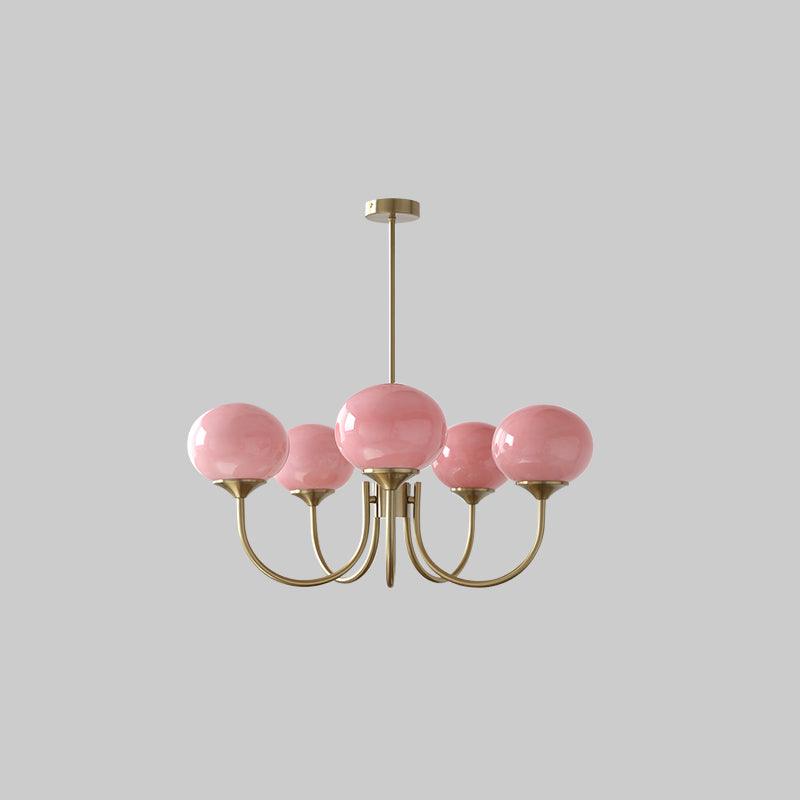 Mysten - AuroraGlow Marshmallow Chandelier Pink Glass Globes