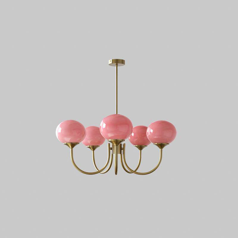 Mysten - AuroraGlow Marshmallow Chandelier Pink Glass Globes