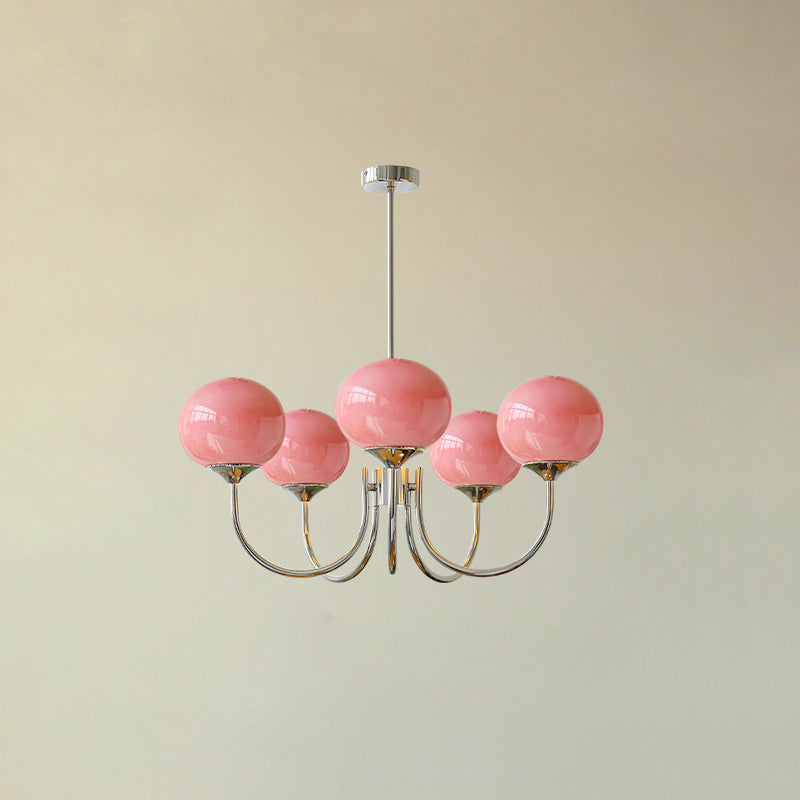 Mysten - AuroraGlow Marshmallow Chandelier Pink Glass Globes