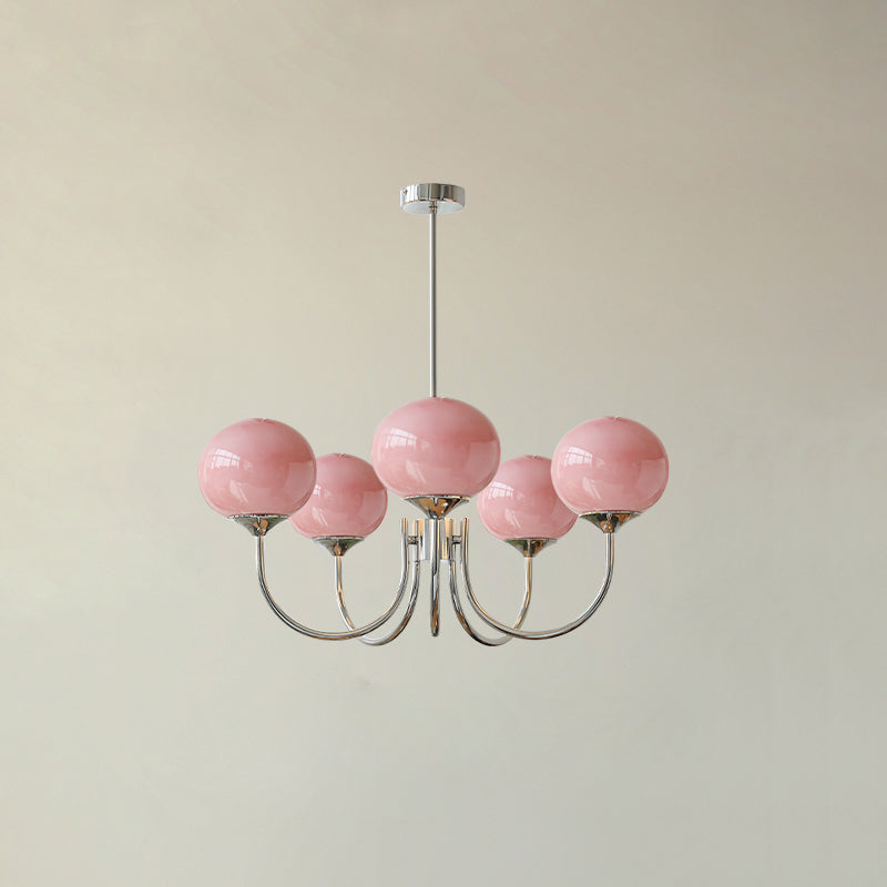 Mysten - AuroraGlow Marshmallow Chandelier Pink Glass Globes
