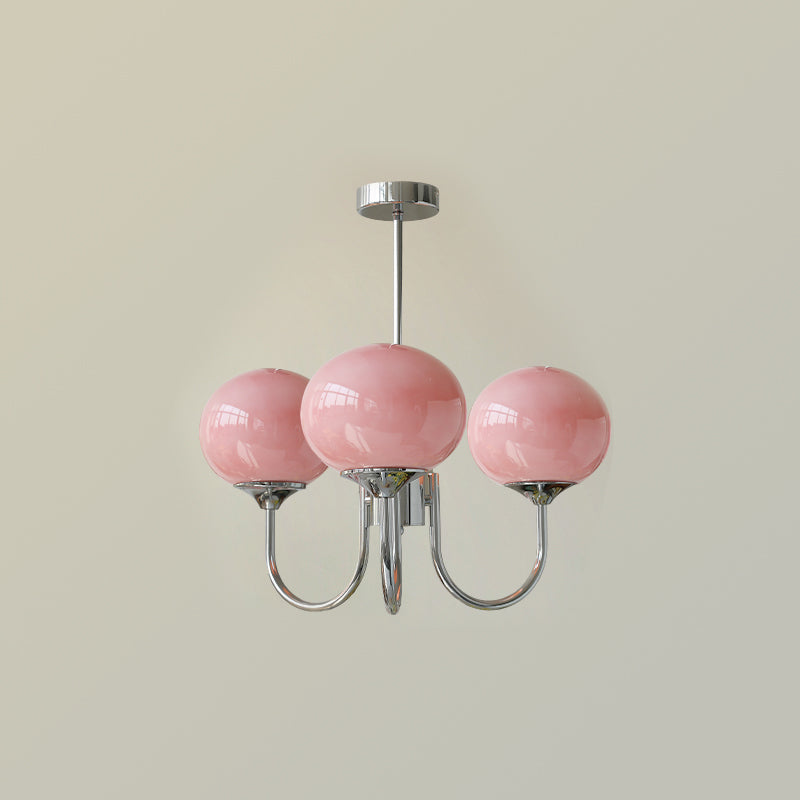 Mysten - AuroraGlow Marshmallow Chandelier Pink Glass Globes