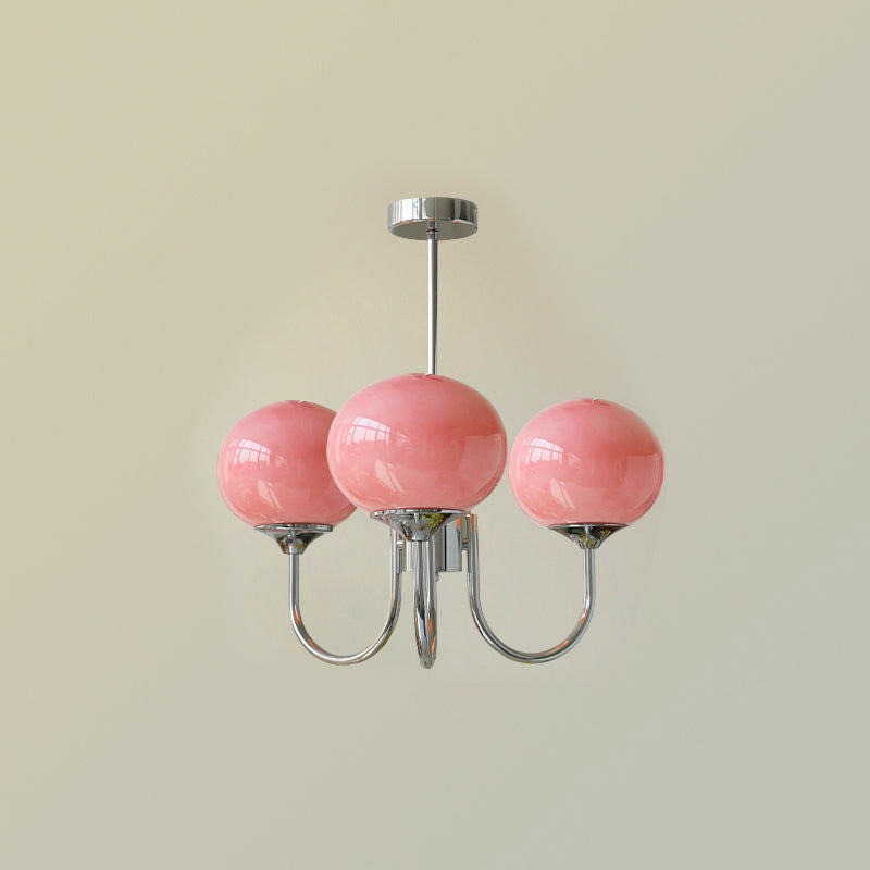 Mysten - AuroraGlow Marshmallow Chandelier Pink Glass Globes