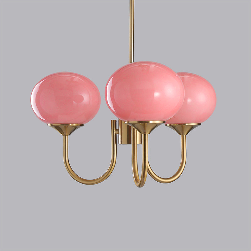 Mysten - AuroraGlow Marshmallow Chandelier Pink Glass Globes
