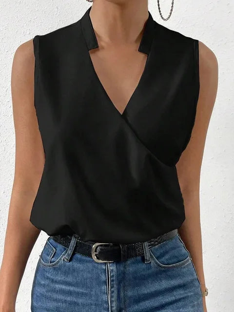 Hermione - Floral Women's Blouse with V-neck and Sleeveless Design