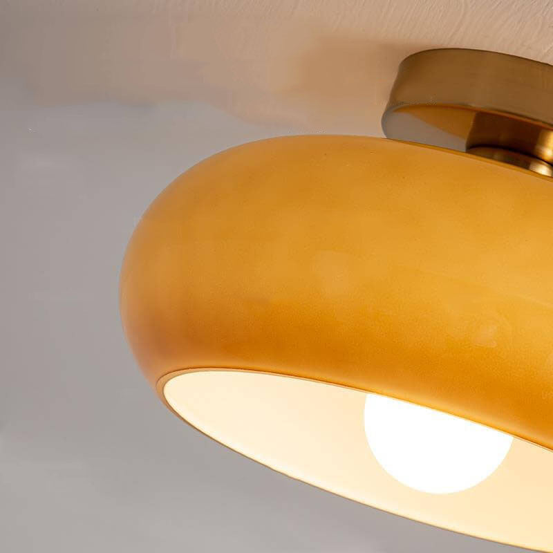 Ambrelle – Round Ceiling Light with Amber Glass Shade