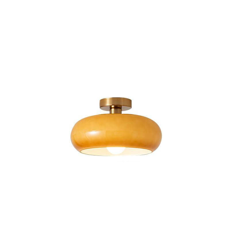 Ambrelle – Round Ceiling Light with Amber Glass Shade