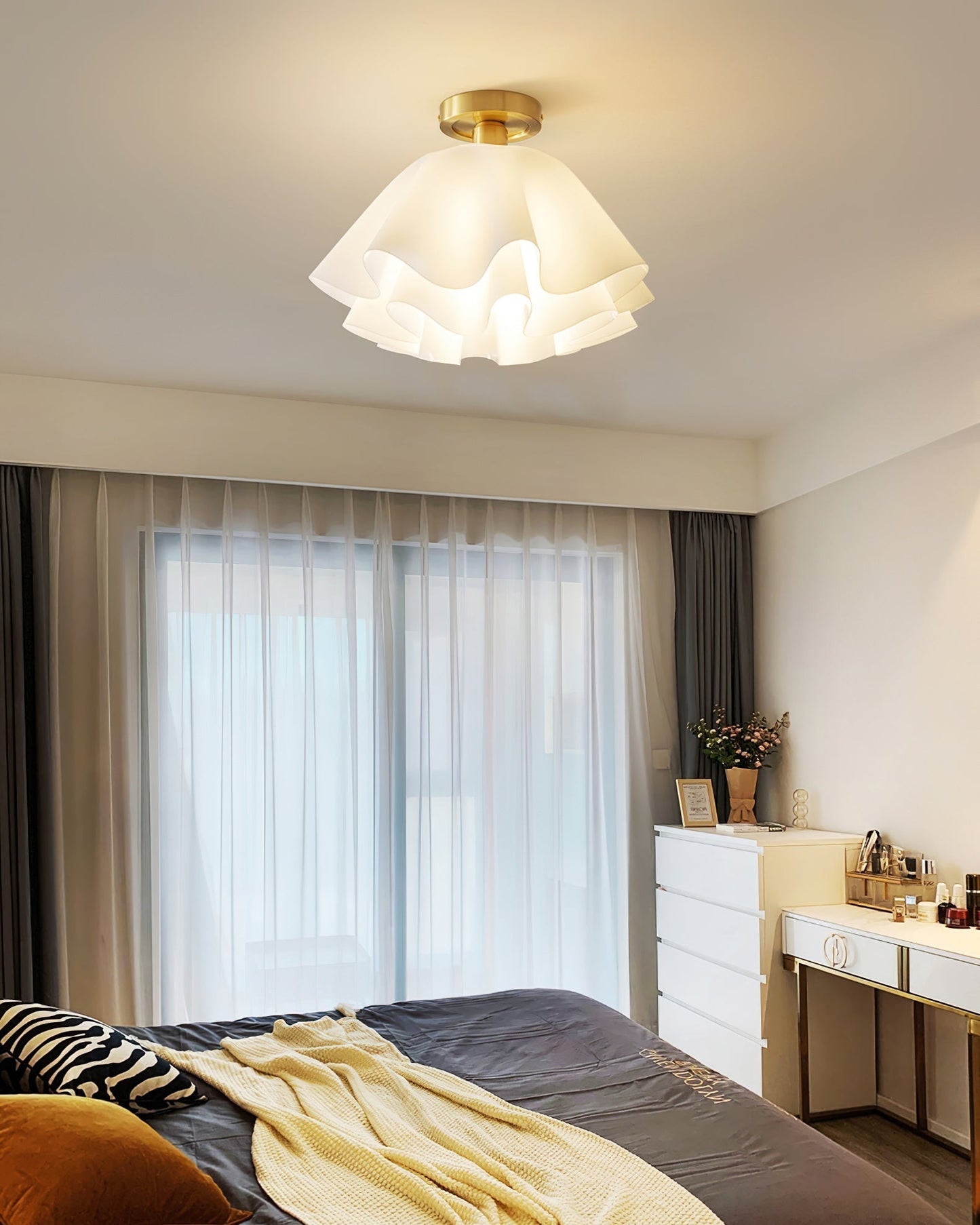 Frostora - Paula Copper LED Ceiling Light With Folded Shade Design