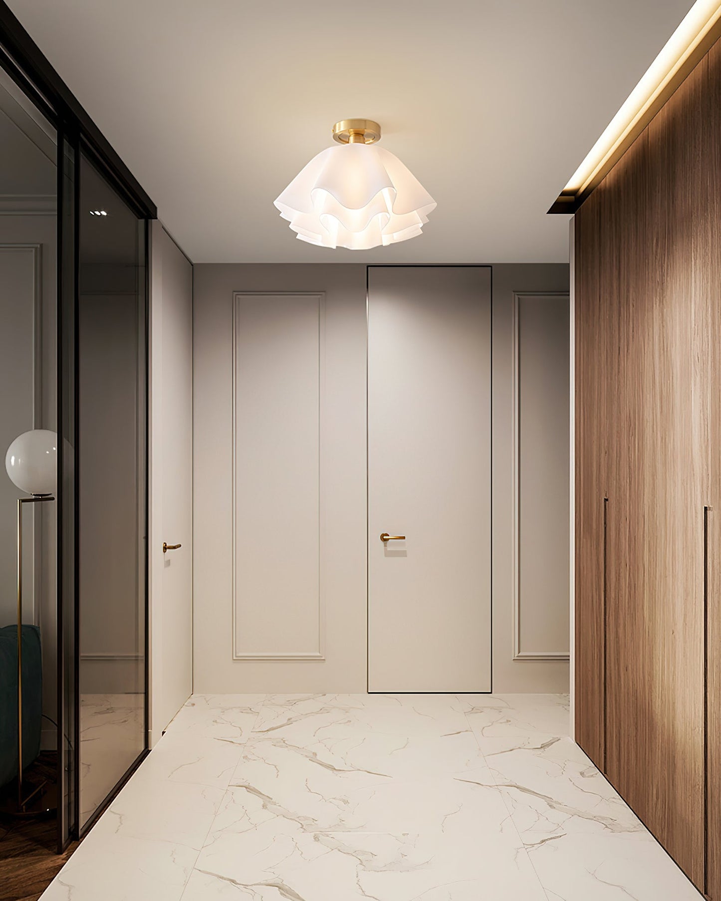 Frostora - Paula Copper LED Ceiling Light With Folded Shade Design