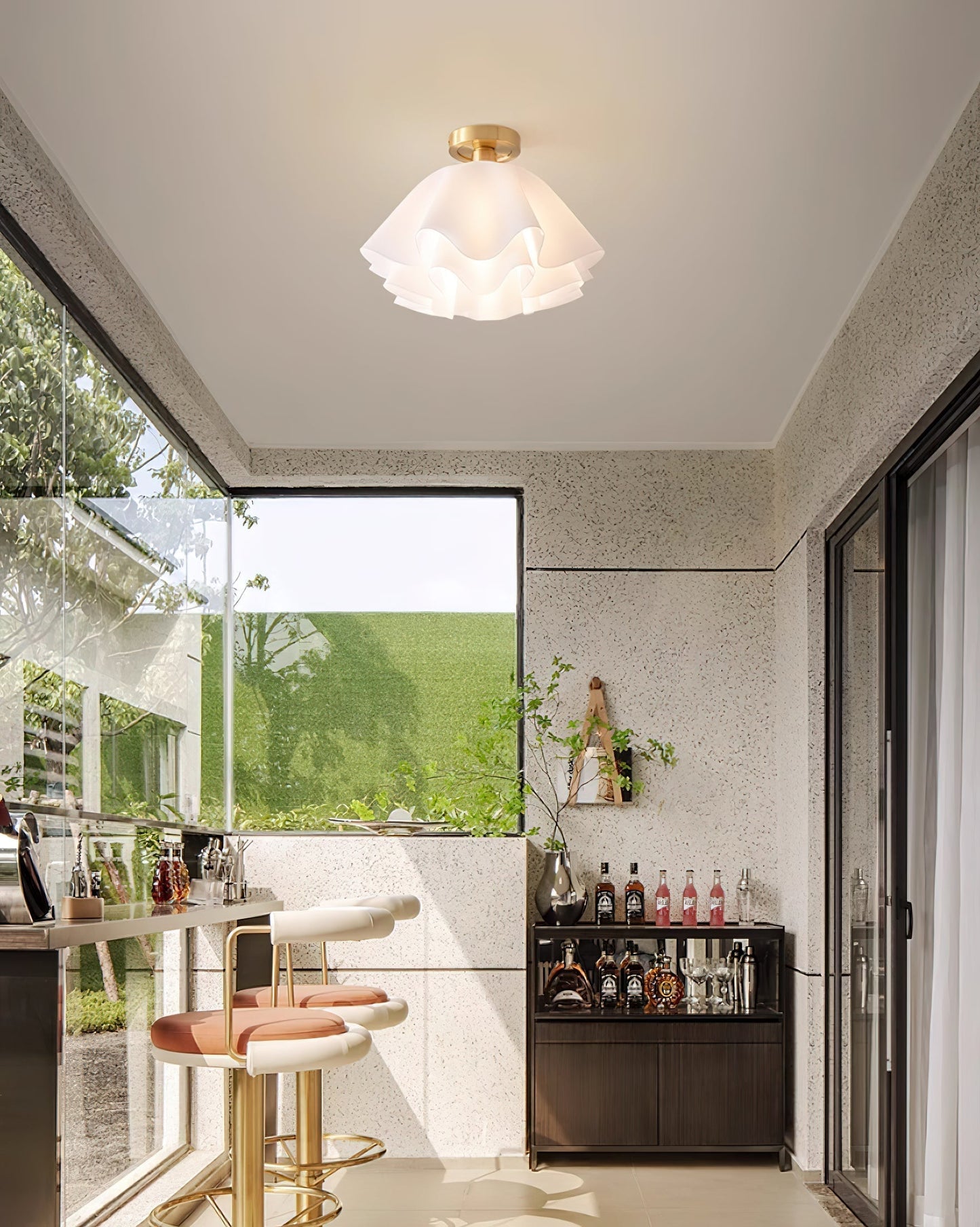 Frostora - Paula Copper LED Ceiling Light With Folded Shade Design