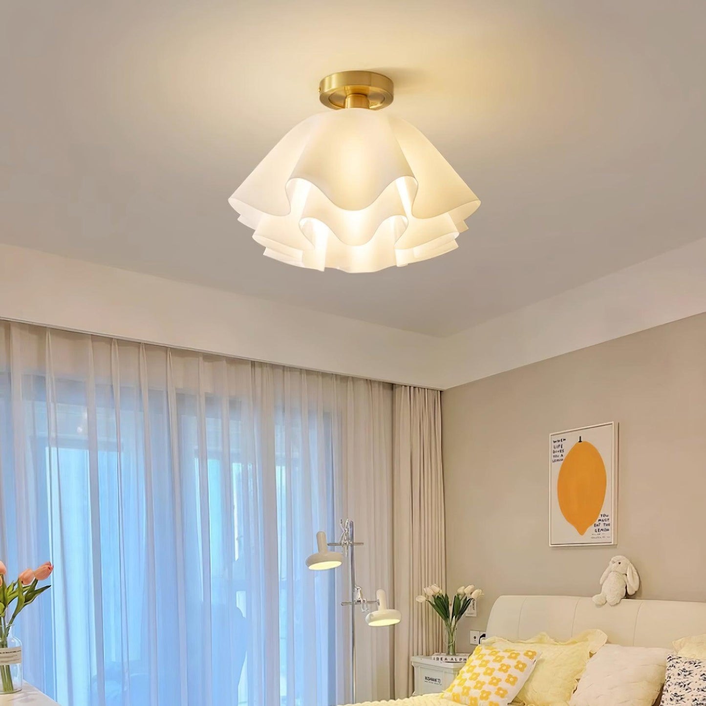 Frostora - Paula Copper LED Ceiling Light With Folded Shade Design