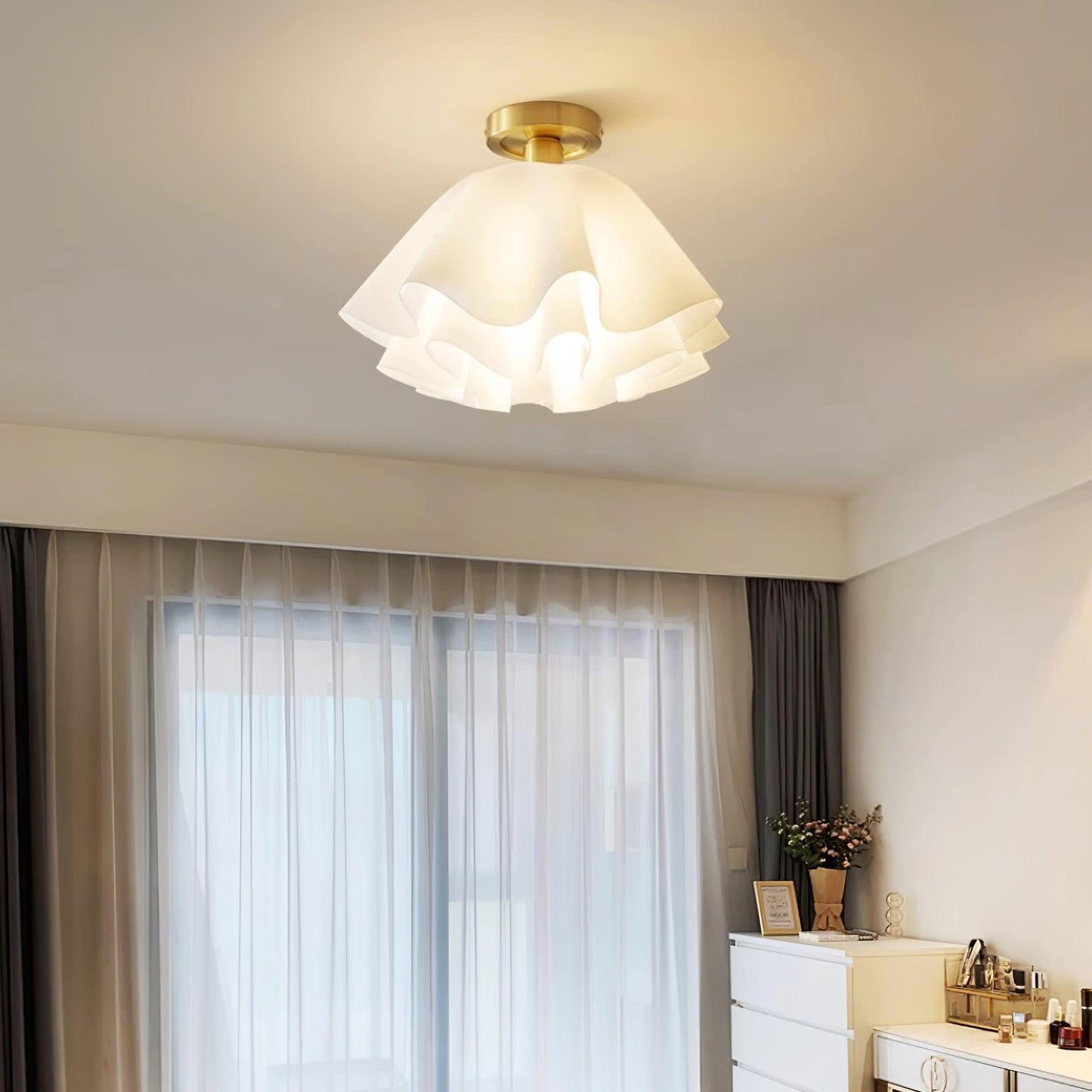 Frostora - Paula Copper LED Ceiling Light With Folded Shade Design
