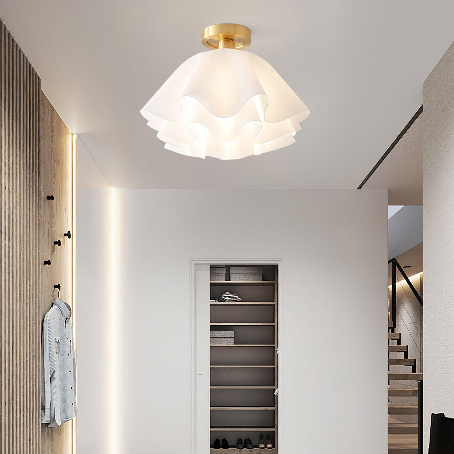 Frostora - Paula Copper LED Ceiling Light With Folded Shade Design