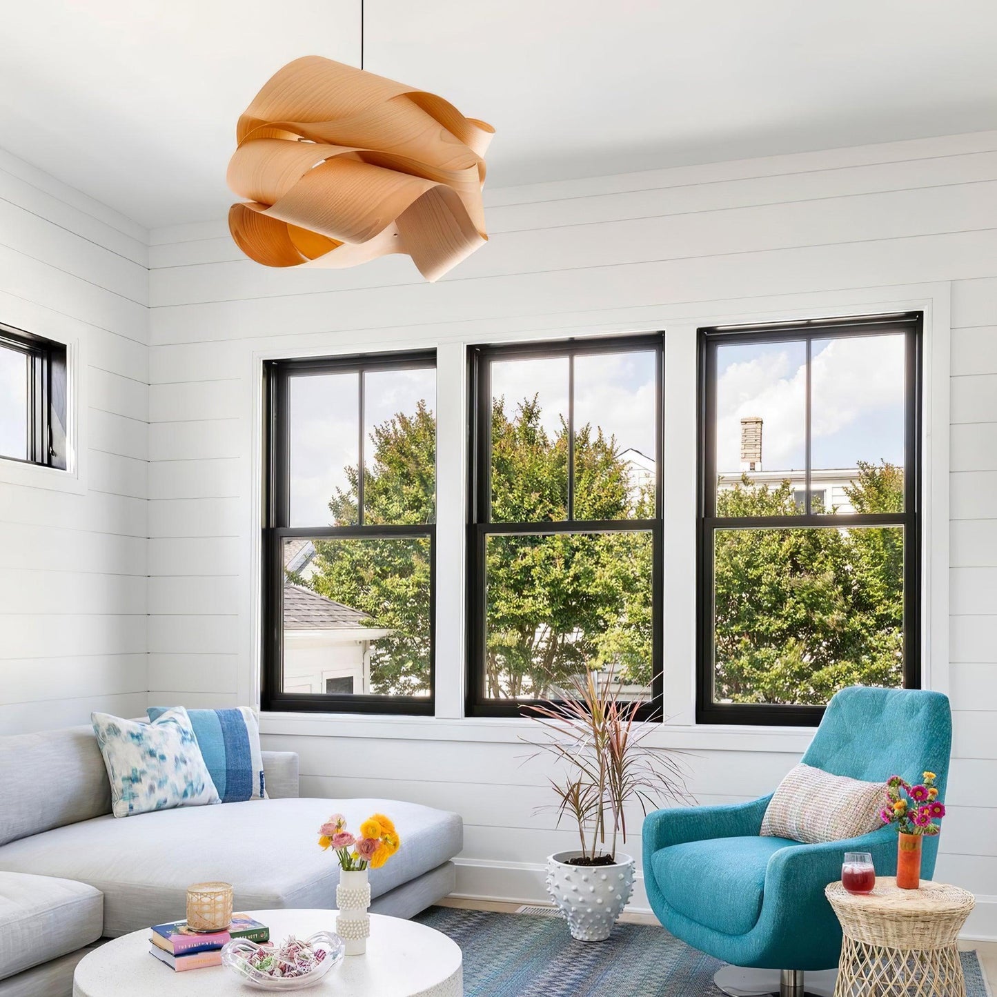 Starvia - Natural Wood Pendant Lamp With LED Lighting For Modern Homes